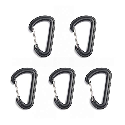 PKA 5PCS D Shape Plastic Carabiner D-Ring Key Chain Spring Hook Molle Clasp Buckle Climbing Outdoor Tool CN -
