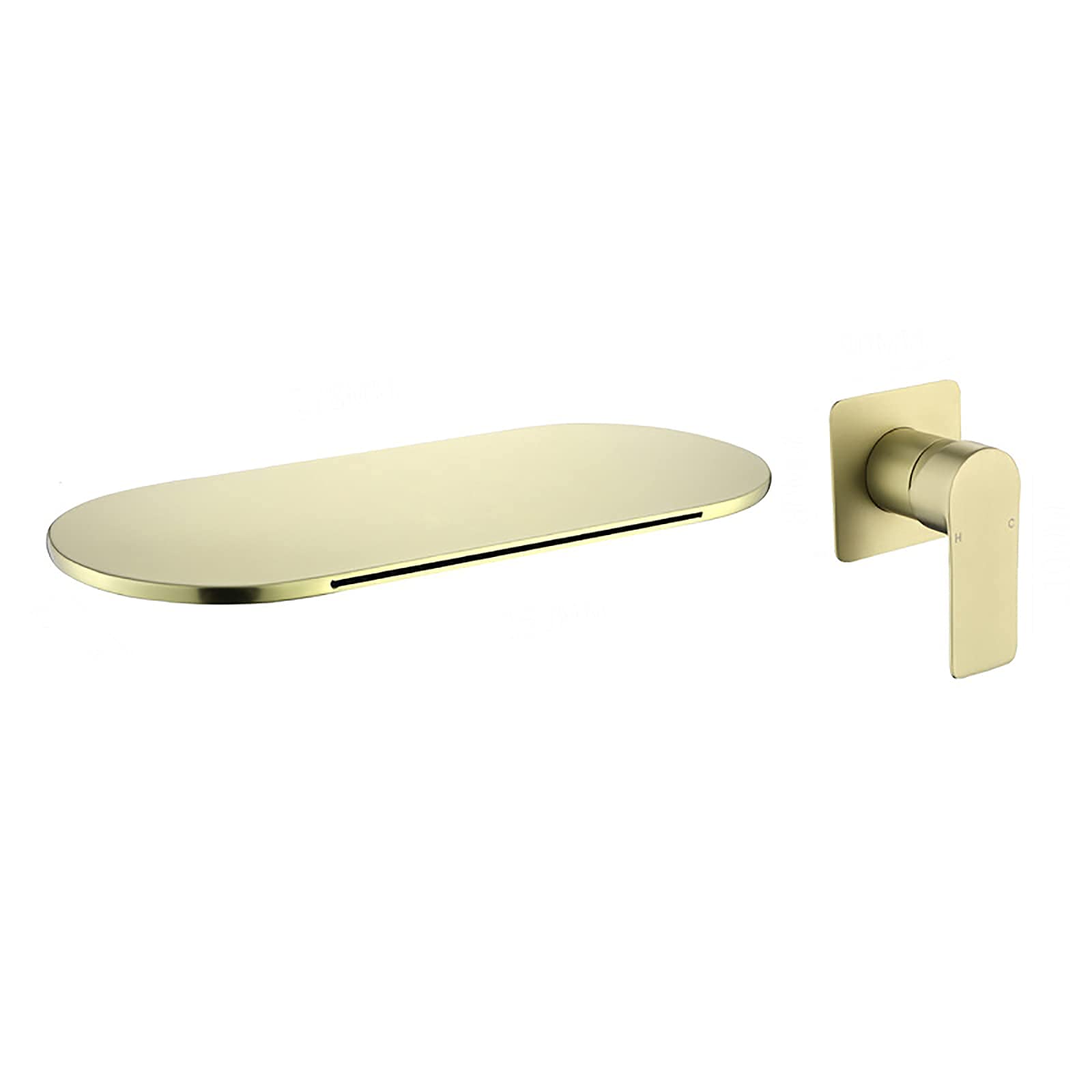 ZYCHSJXA Brushed Gold Basin Tap Waterfall Bathroom Hot and Cold Mixer Lavatory Single Handle Washbasin Sink Faucet Wall Mounted Vanity Faucet,D (Color : A)