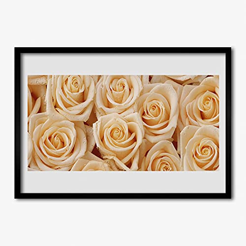 Cadre photo salon avec affiche murale fleurs de roses 70x50 cm décoration