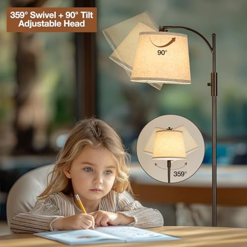 Image of AIDENOEY Smart Floor Lamp with Side Table | Stepless Dimming, RGB Multi-Color | Adjustable Swivel Head | Voice Control with Alexa & Google Assistant |Brown Lamp for Living Room,Bedroom,Home Office