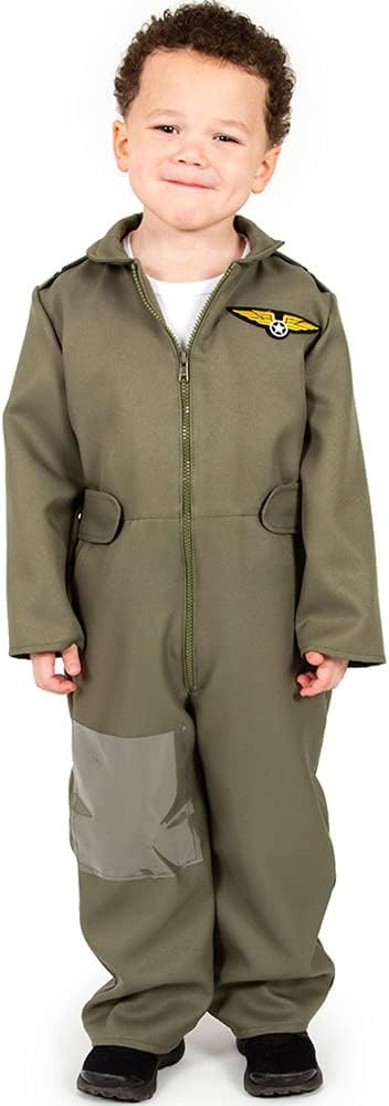 PRETEND TO BEE Airforce Pilot Dress Up Costume for Kids, 5-7 Years, Green
