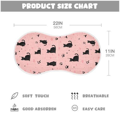 2 Pack Black Cat Muslin Burp Cloths Cotton Absorbent Baby Burping Rags for Boys Girls Soft Newborn Burp Bibs, 22 x 11 Inch4