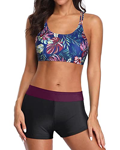 Image of Holipick 3 Piece Tankini Swimsuits for Women Tummy Control Bathing Suits Swim Tank Top with Bra Boy Shorts Teen Swimwear 2026