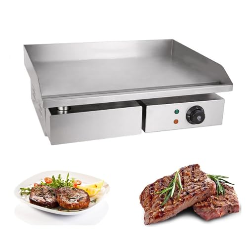 Electric Countertop Griddle, Stainless Steel Commercial BBQ Grill Hot Plate for Home & Restaurant, Power 3000W/4400W Griddle Frying Eggs, Bacon, Burgers, Pies, Meats