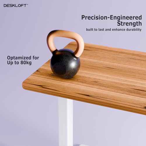 Image of Electric Standing Desk Height Adjustable Workstation| Ergonomic Sit Stand with Walnut Wood Grain Top, Motorized Adjustable Computer Desk for Home Office (White Frame & Brown Top, 1200x600 mm)