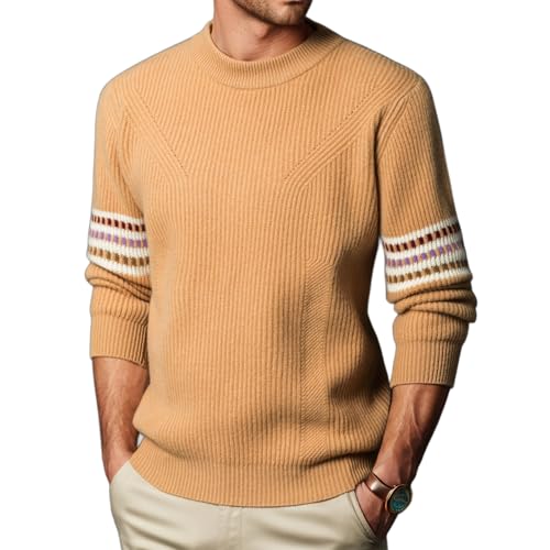 Men's Crewneck Pullover Sweater 100% Wool Fashionable Casual Long-Sleeved Warm Sweaters