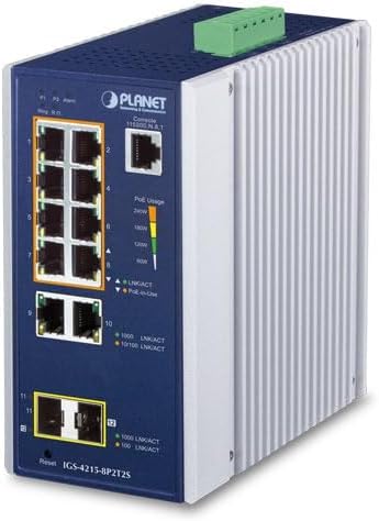 Planet IGS-4215-8P2T2S Industrial Managed Switch, angled view