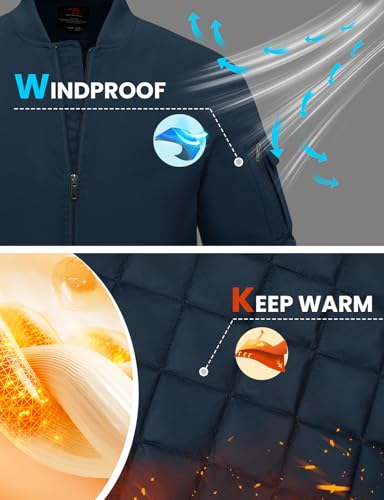 Image of TBMPOY Men's Winter Bomber Jacket Fall Casual Windbreaker Softshell Jackets