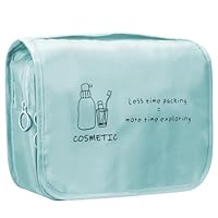 FINPAC Trousse de Toilette, Trousse de Toilette Voyage avec Crochets et poignée, Multifonction Imperméable Grande Sac Cosmétique Organisateur de Voyage pour Hommes et Femmes (Bleu)