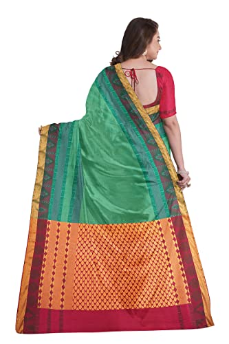 Image of Pothys Women's Green Art Soft Silk Saree With Blouse Piece (A3230 Green)