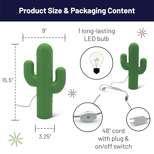Image of 15.5-Inch Lighted Cactus Novelty Blow Mold Light - Indoor /Outdoor Display, Unique Yard Art with Plug-in Lights