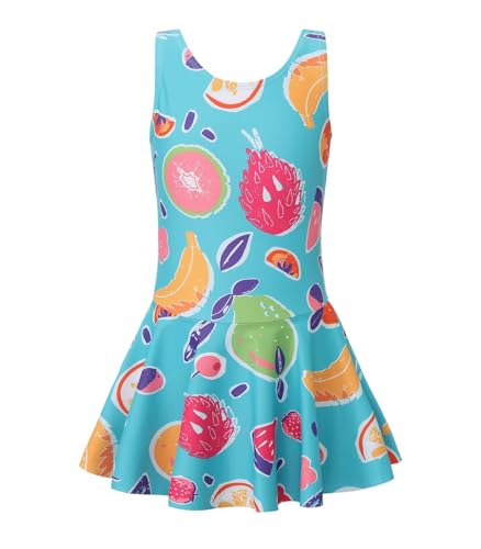Image of Girls One Piece Swimsuits Leopard Bathing Suit for Kids Hawaiian Swimwear with Skirt Swim Dress 3-16 Years