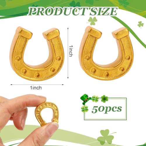 Image of JUNEBRUSHS 50 Pcs Gold Mini Resin Horseshoe Ornamentsfor Party, DIY Crafts