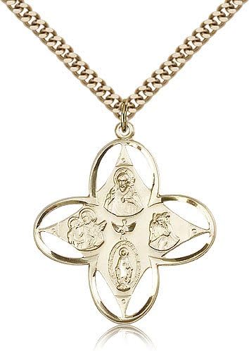 4-Way Medals - Gold Plated 4-Way Pendant Including 24 Inch Necklace
