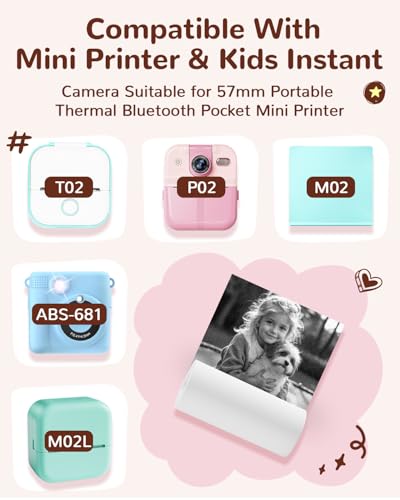 Image of White Photo Printer Refill Compatible with ESOXOFFORE & Liscuty P02 & Most Kids Cameras, Compatible with NADAIIN D20 D21 Phomemo Memoking T02 M02 Paper, 6Rolls(57MM*6M /Roll), BPS /BPA-Free, Not for K23