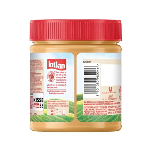 Image of Kissan Creamy Peanut Butter | High Protein | With Perfectly Roasted Peanuts | Naturally Gluten Free|| 350 g (Pack of 3)
