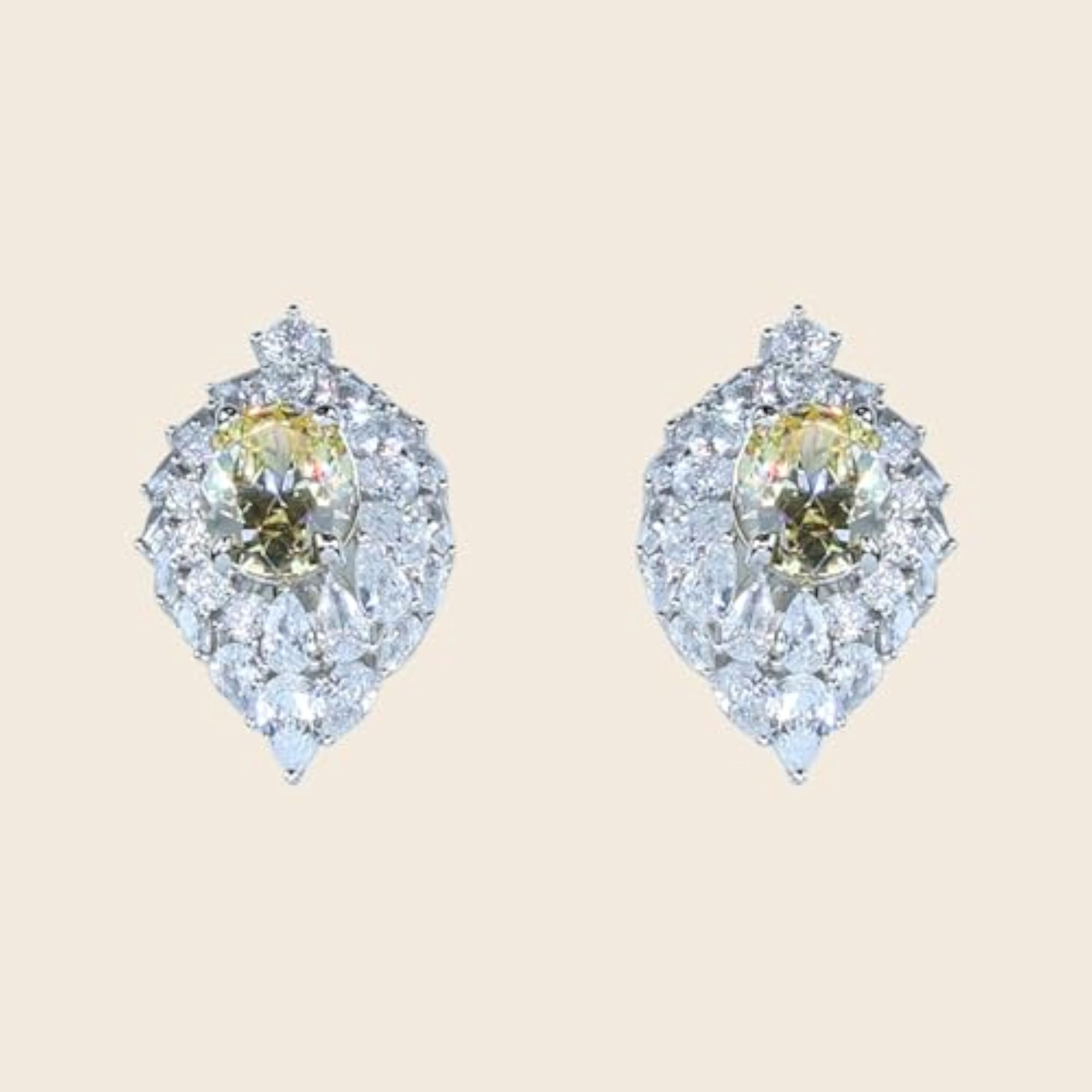 Women's Red Oval Gemstone Pear Halo Stud Earrings, Stylish Set