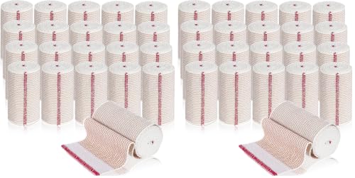 Image of Reginary 40 Pack Elastic Bandage Wrap 3 Inch Red Trim