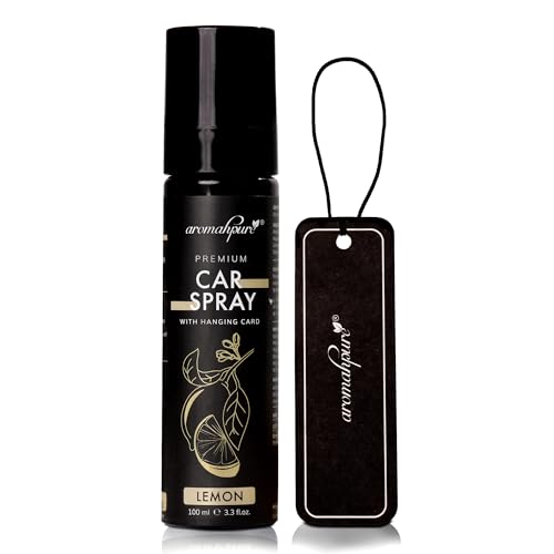 Image of Aromahpure Lemon Car Perfume Spray with Hanging Card | 100ml | Long Lasting 800+ Sprays Car Fresheners | IFRA-Compliant Fragrance and Travel Friendly Car Air Freshener| CFC Free &Fast Acting Formula