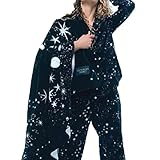 Victoria's Secret Blanket Fashion Show Sherpa Black Stars Print Blue 50' L x 60' H
