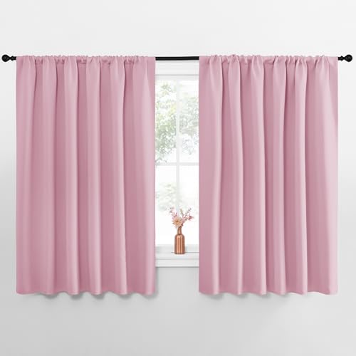 NICETOWN Blackout Curtains for Bedroom, Blackout Curtain Panels, Rouge Pink, 1 Pair, 70 by 63-inch, Window Treatment Energy Saving Thermal Insulated Solid Rod Pocket Blackout Drapes/Draperies
