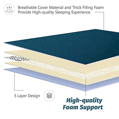 Image of MAXYOYO Japanese Floor Mattress Futon Mattress, Thicken Sleeping Pad Foldable Roll Up Floor Futon for Adults Tatami Mat Dormitory Lounger, Bluestone, Queen Size