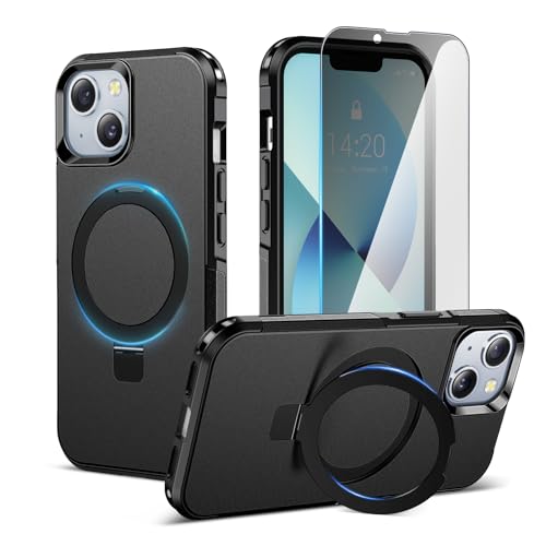 jaroco for iPhone 13 Case with [Privacy Screen Protector] [Magnetic Kickstand] [Compatible with magsafe] Heavy Duty Full-Body Shockproof Phone Case 6.1 Inch-Black