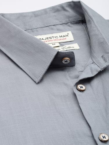Image of Majestic Man Men Slim Fit Pure Cotton Solid Half Sleeve Casual Shirt