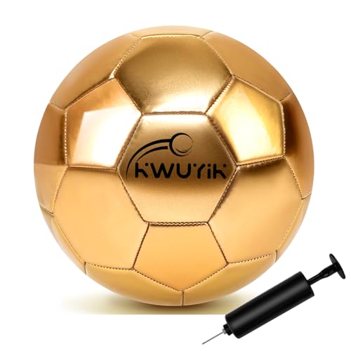 OKWUYiK Size 5 Glitter Gold Soccer Ball Set with Pump Soccer Ball for Youth Adults Training Toddler Soft Sports Outdoor Training for Back to School Kit Sports Gift Practice