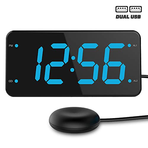 Bed Shaker Loud Alarm Clock for Heavy Sleepers, Deaf & Hearing Impaired, Dual