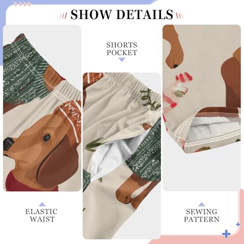 ZZXXB Dachshund Candy Cane Boys Long Pants Soft Trousers Elastic Waist Kids Lounge Bottoms with Pockets S-XL4