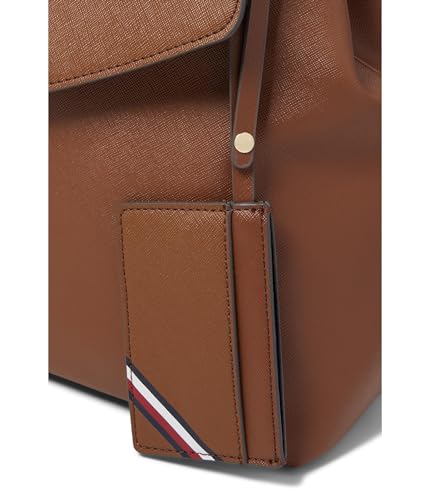 Tommy Hilfiger Gia II Gifting Hang Tag Medium Envelope Flap Backpack w/Hangoff-High Shine Saffiano PVC Cognac One Size4