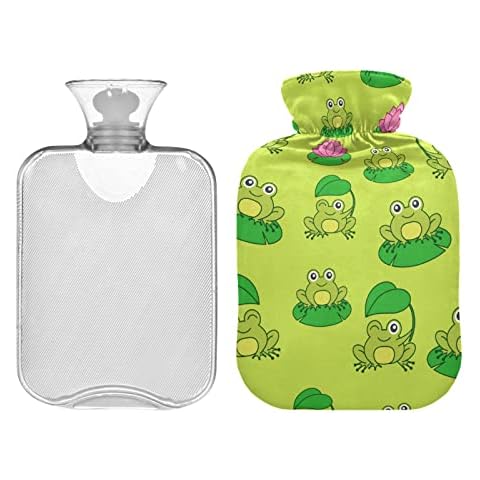 UMIRIKO Frog Animal Hot Water Bottle with Cover, Transparent Hot Water Bag 1 Liter 20200764 Cover