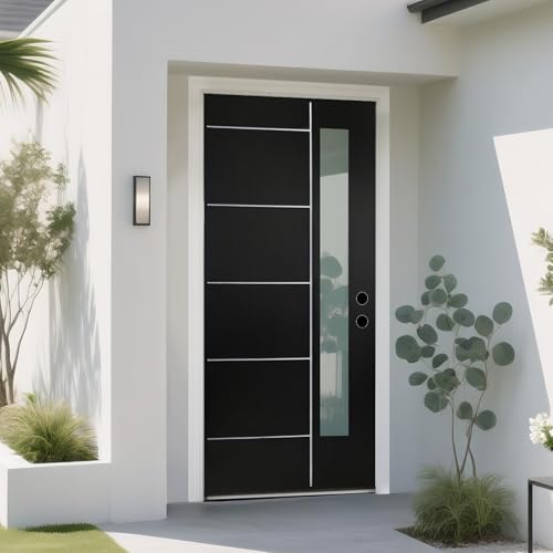 Runave Modern Black Fiberglass Door