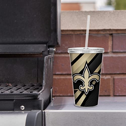 Image of Rico Industries NFL Football 16oz Clear Tumbler W /Straw for NFL Fans