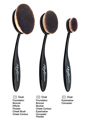 MayQueen 3Pack Oval Makeup Brushes, Powder, Blusher, Concealer. Contouring Makeup Tools, 3 Kinds(XXL, XL  Connecticut 
