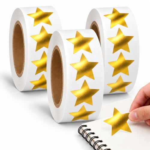 Pegatinas de estrellas Doradas para Niños, Gold star stickers, 3 Unidades