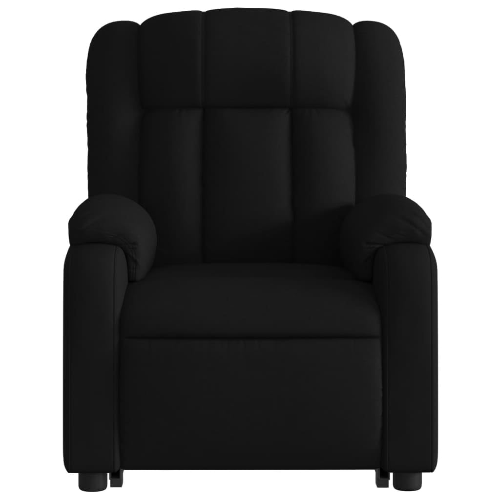 Sillón elevador eléctrico reclinable de tela negra con 6 puntos de vibración y función de elevación, cómodo y estable para relajación y bienestar