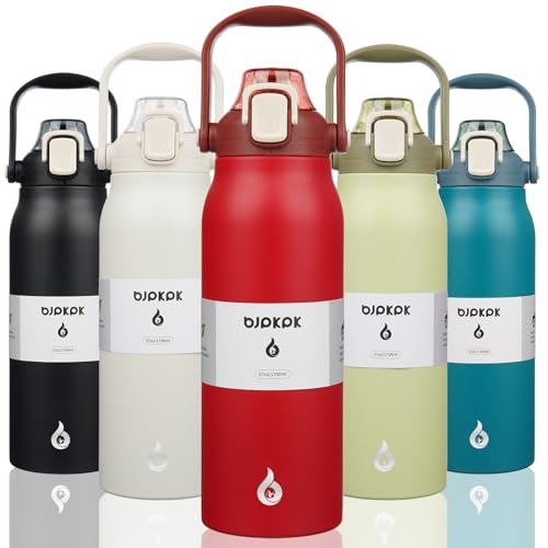 Image of BJPKPK 57oz Insulated Water Bottle with Straw Lid, Stainless Steel Bottle | One-Hand Straw Lid, BPA-Free Leakproof Large Water Bottle with Handle, Keeps Cold & Hot, Vacuum Insulation for Gym & Outdoor