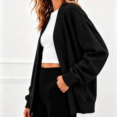 Womens Open Front Sweatshirt Cardigan Long Sleeve Casual Jacket with Pocket - image 7