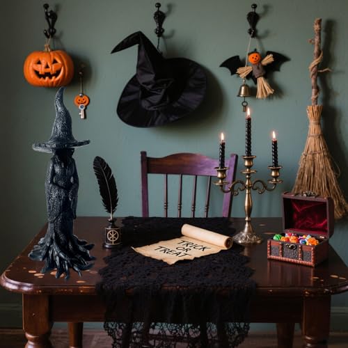 Estatua bruja de Halloween de resina 11.8 pulg miniatura 4