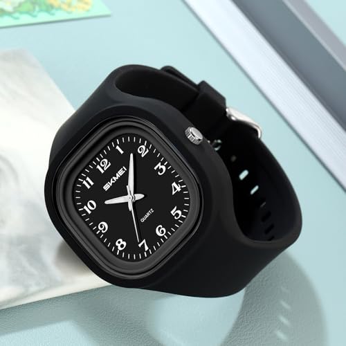 Gosasa Unisex Quartz Watch Minimalist Square Dial Women’s Men’s Casual Sport Analog Quartz Wristwatch with Silicone Strap Multiple Colors2