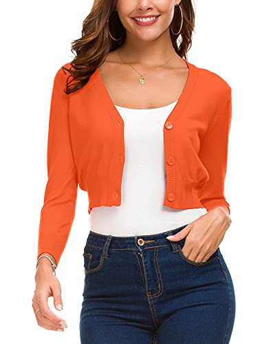 EXCHIC Women's Bolero Shrug 3/4 Sleeve Lightweight Knit Cropped Cardigan Open Front Sweater for...