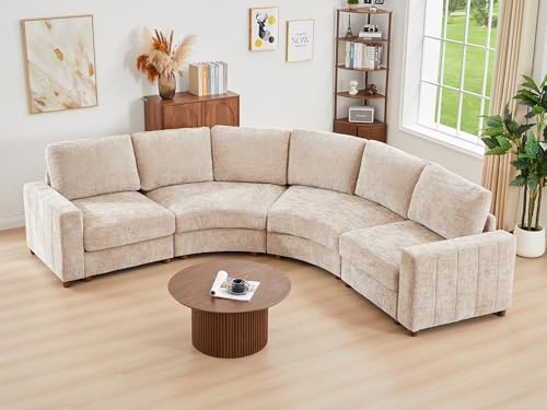 ORRD Curved Sectional Sofa, Convertible L Shaped Couch Deep