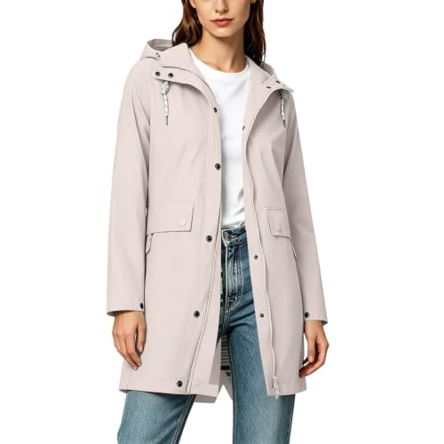 Veste imperméable femme randonnée mi-longue et légère coupe-vent pour la pluie