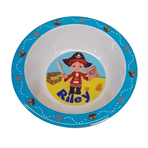 Childrens' Melamine Bowl - Pirate Design - 47 Boys' Names Available (Riley)
