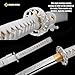 KAWANO Katana Sword, Japanese Handmade Damascus Steel Folded Samurai Sword, Functional Full Tang Blade Katana, Real Rayskin Handle with Gift Bag (White Plum Blossom)