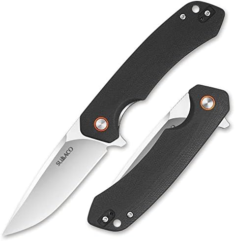 SUMACO Pocket Knife,Folding EDC Tactical Knife,Camping Survival Knife 3.54'' D2 Blade Steel and G10 Handle Liner Lock Reversible Clip Everyday Carry for Men Knife Outdoor Survival
