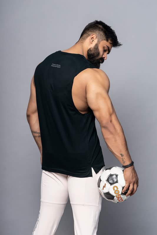 Image of JUARI BE A GENTLEMAN Sleeveless Gym Vest for Men Black