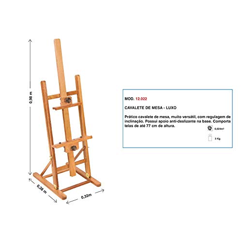 Cavalete de Mesa - Luxo, Comporta Telas de até 77 cm de altura, Trident, 12022, Madeira Eucalipto Cl